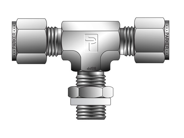 A-LOK Inch Tube Male Tee BSPP Straight Thread - MBT R